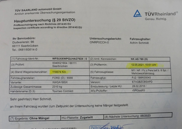 Ford Tourneo Connect Grand cena 59900 przebieg: 215900, rok produkcji 2018 z Opoczno małe 301